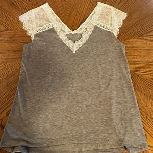Grey with white lace T-shirt